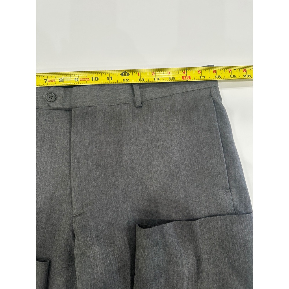 Egara Mens 100% Wool Dress Pants Charcoal Gray Flat Front Trousers Size 36x29 - Picture 5 of 8